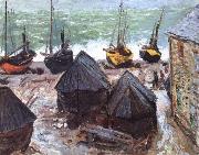 Claude Monet Boats on the Beach painting